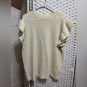 Elegant Cream Sweater with Ruffle Sleeves small/medium